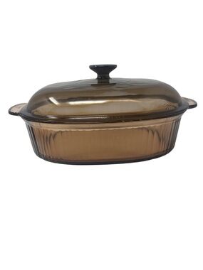 Corning Vision Amber Brown 4L Oval Covered Roaster Casserole Dish